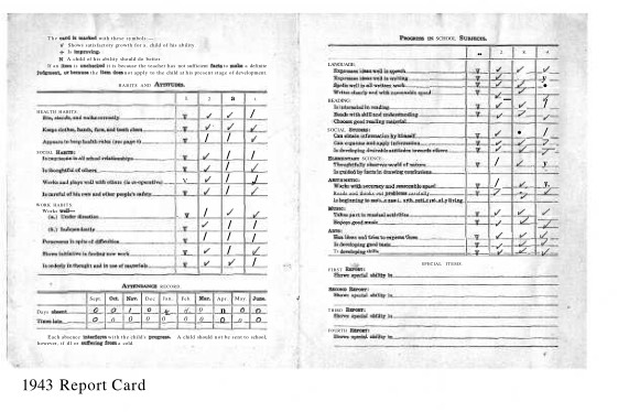 Springbrook Report Card 1943